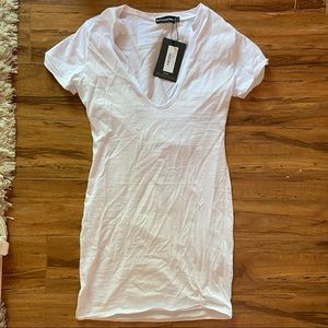 White V Neck Bodycon Dress